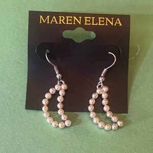 Maren Elena faux pearl silver moon hook earrings